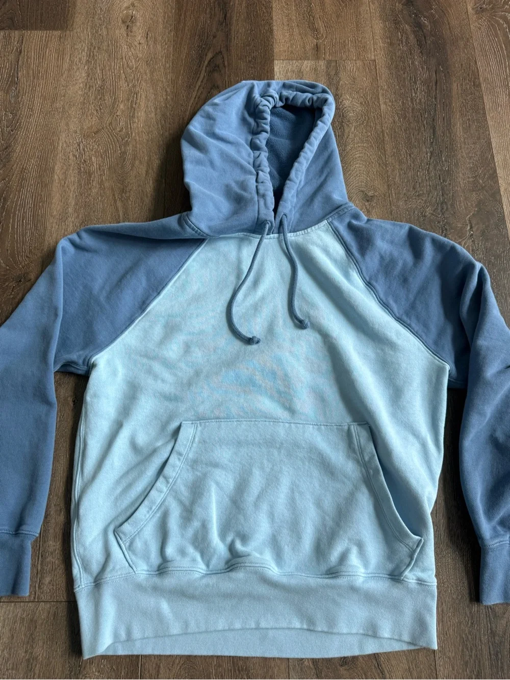 J. Crew Men's Two-Tone Color block Blue Pullover Hoodie Size Medium